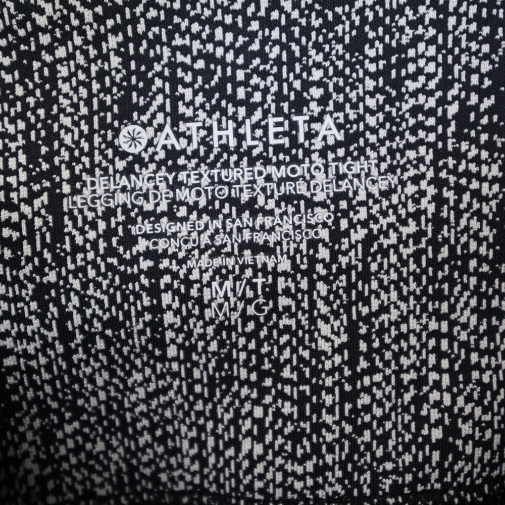 Athleta Delancey Textured Moto Tight Legging Black White Medium - Picture 7 of 9